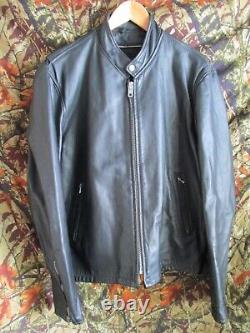 Cafe racer vintage black heavy leather motorcycle jacket XL
