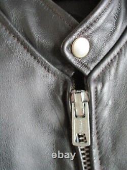 Cafe racer vintage black heavy leather motorcycle jacket XL