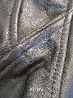Cafe racer vintage black heavy leather motorcycle jacket XL
