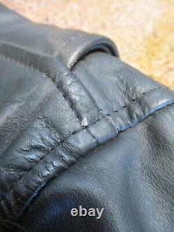 Cafe racer vintage black heavy leather motorcycle jacket XL