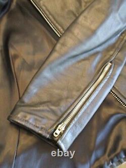 Cafe racer vintage black heavy leather motorcycle jacket XL