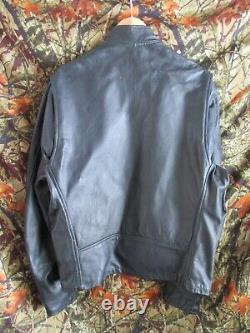 Cafe racer vintage black heavy leather motorcycle jacket XL
