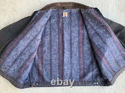 Carhartt Detroit Jacket J01 2XL Large Black Fade Blanket Plaid Lined VTG USA