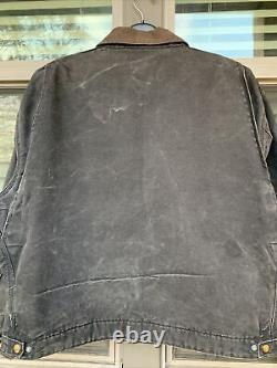 Carhartt Detroit Jacket J01 2XL Large Black Fade Blanket Plaid Lined VTG USA