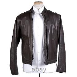 Champlain Leather Jacket Mens Small Handmade Brown Cafe Racer Motorcycle USA