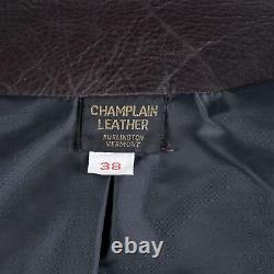 Champlain Leather Jacket Mens Small Handmade Brown Cafe Racer Motorcycle USA