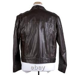 Champlain Leather Jacket Mens Small Handmade Brown Cafe Racer Motorcycle USA