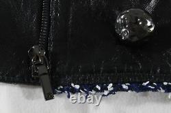 Chanel $12k Black Lambskin Braided-trim Cropped Moto Jacket (i'm Dead!) Fr36