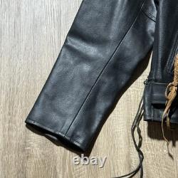 Chrome Gear Vintage Men's Leather Motorcycle Jacket Size 42 Belted Side Lace