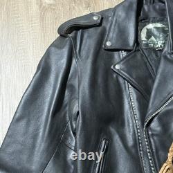 Chrome Gear Vintage Men's Leather Motorcycle Jacket Size 42 Belted Side Lace