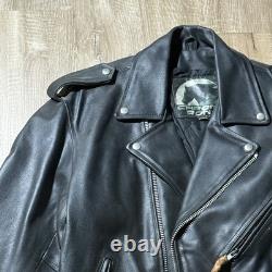 Chrome Gear Vintage Men's Leather Motorcycle Jacket Size 42 Belted Side Lace