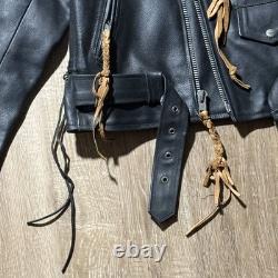 Chrome Gear Vintage Men's Leather Motorcycle Jacket Size 42 Belted Side Lace