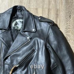 Chrome Gear Vintage Men's Leather Motorcycle Jacket Size 42 Belted Side Lace