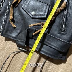 Chrome Gear Vintage Men's Leather Motorcycle Jacket Size 42 Belted Side Lace