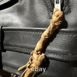 Chrome Gear Vintage Men's Leather Motorcycle Jacket Size 42 Belted Side Lace
