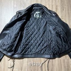 Chrome Gear Vintage Men's Leather Motorcycle Jacket Size 42 Belted Side Lace