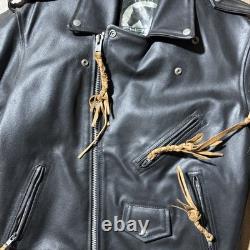 Chrome Gear Vintage Men's Leather Motorcycle Jacket Size 42 Belted Side Lace