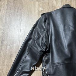 Chrome Gear Vintage Men's Leather Motorcycle Jacket Size 42 Belted Side Lace