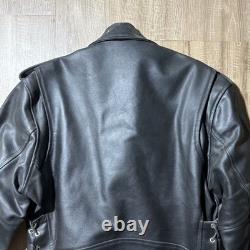Chrome Gear Vintage Men's Leather Motorcycle Jacket Size 42 Belted Side Lace