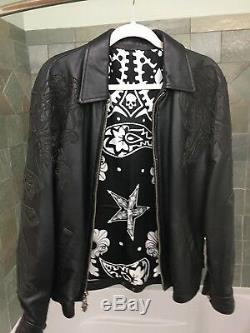 Chrome Hearts Rock N Roll Black Panther, Rose, Guitar Rock Leather Jacket