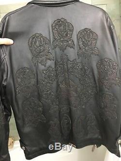 Chrome Hearts Rock N Roll Black Panther, Rose, Guitar Rock Leather Jacket