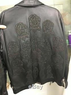 Chrome Hearts Rock N Roll Black Panther, Rose, Guitar Rock Leather Jacket