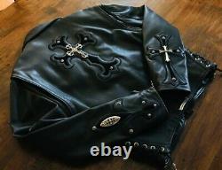 Chrome Hearts Special Edition HEAVY SILVER 1 of 1 JJ Dean Leather Biker Jacket