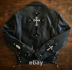 Chrome Hearts Special Edition HEAVY SILVER 1 of 1 JJ Dean Leather Biker Jacket