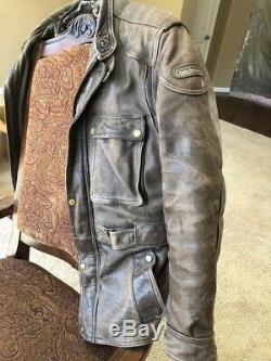 Classic Hein Gericke Leather Motorcycle Jacket, Brown, Late 80's, Size 42