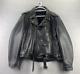 Classic Leather Biker Motorcycle Jacket Men's Size 46 Zip Up Heavyweight Belted