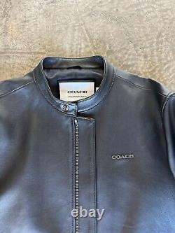Coach Men's Leather Motorcycle Cafe Racer Jacket Black Size M