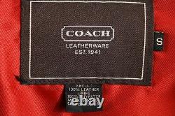 Coach Womens Moto Jacket Red Waist Length Zip Pockets Lined Mock Neck Leather S
