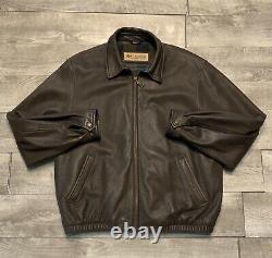 Columbia Sportswear Brown Leather Lined Bomber Riding Jacket Men's Size Xlarge