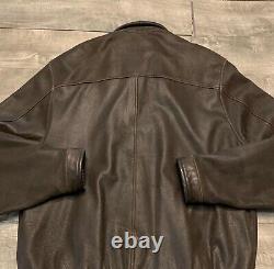 Columbia Sportswear Brown Leather Lined Bomber Riding Jacket Men's Size Xlarge