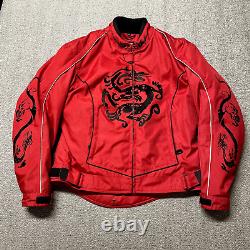 Cortech Motorcycle Jacket Women Medium Red Riding Padded Pockets Heavy Dragon