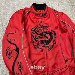 Cortech Motorcycle Jacket Women Medium Red Riding Padded Pockets Heavy Dragon