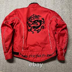 Cortech Motorcycle Jacket Women Medium Red Riding Padded Pockets Heavy Dragon