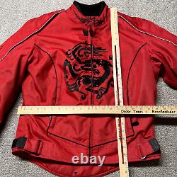 Cortech Motorcycle Jacket Women Medium Red Riding Padded Pockets Heavy Dragon