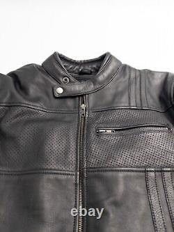 Cortech The Relic Leather Motorcycle Jacket Mens Medium Black Lined Full Zip