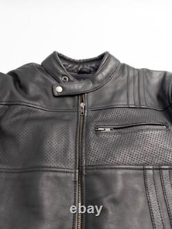 Cortech The Relic Leather Motorcycle Jacket Mens Medium Black Lined Full Zip