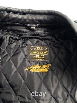 Cortech The Relic Leather Motorcycle Jacket Mens Medium Black Lined Full Zip