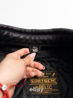 Cortech The Relic Leather Motorcycle Jacket Mens Medium Black Lined Full Zip