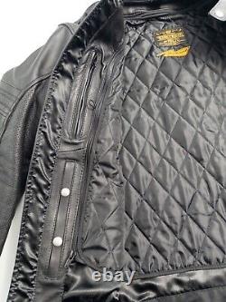 Cortech The Relic Leather Motorcycle Jacket Mens Medium Black Lined Full Zip
