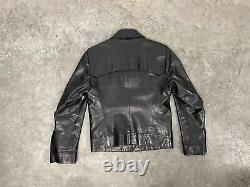 Costume National Black Leather Jacket Made in Italy Y2K VTG men's Medium