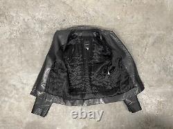 Costume National Black Leather Jacket Made in Italy Y2K VTG men's Medium