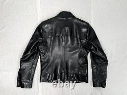 Costume National Homme 48 Black Leather Jacket Made in Italy Y2K designer VTG