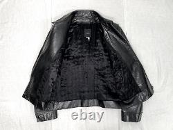 Costume National Homme 48 Black Leather Jacket Made in Italy Y2K designer VTG