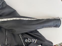 Custom Bilt Black Leather Moto Motorcycle Biker Jacket Belt Zip Size S