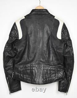 DIESEL Jacket Men's LARGE 100% Leather Biker Motorcycle Rigid Black & White