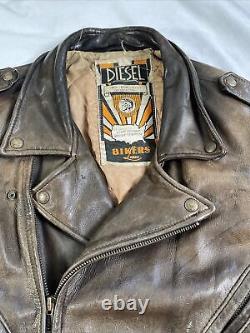 DIESEL Leather Motorcycle Jacket FLYING COUGAR DMB-35RB Vintage Rare